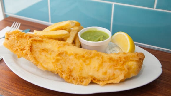 fish and chips cods scallops