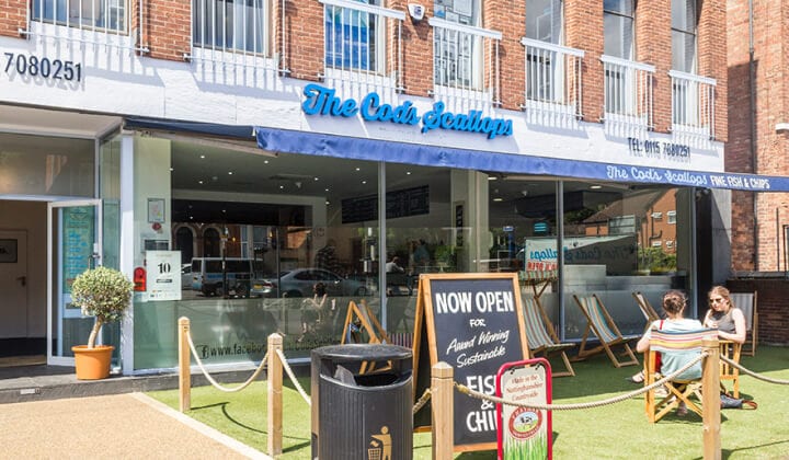 cods scallops store front fish and chips